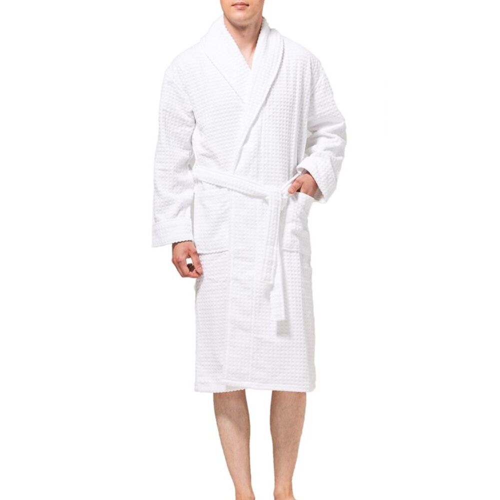 Alpine Swiss Mens Luxury Waffle Knit Cotton Bathrobe Shawl Collar Hotel Spa Robe - Picture 3 of 8